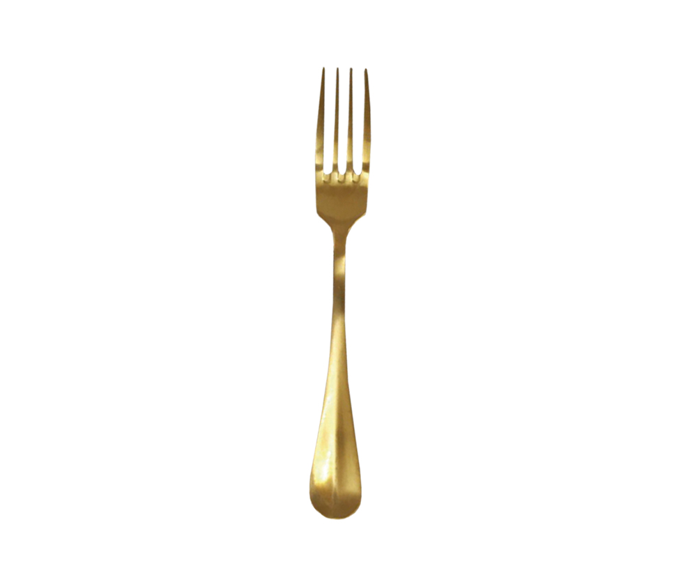 Tenedor De Postre Baguette Dorado Satinado De18 Cm