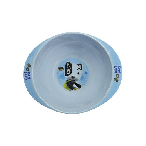 [106-1940] BOWL CON AGARRADERA DE MELAMINA COLOR BLANCO /AZUL 14.73 CM