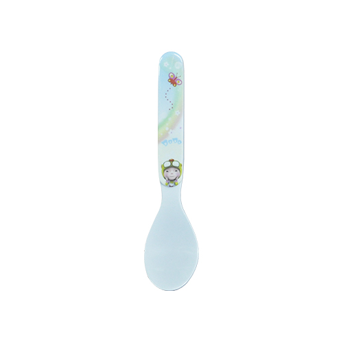[106-1938] Cuchara Melamina Color Blanco / Azul 16 Cm