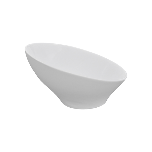 [038-111] BUFFET BOWL CORTE DIAGONAL 23 CM CAPACIDAD 0.9 LT  PORCELANA BLANCA