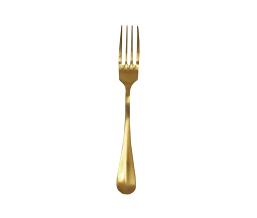 [105-723328] Tenedor De Postre Baguette Dorado Satinado Acero Inoxidable 18 Cm
